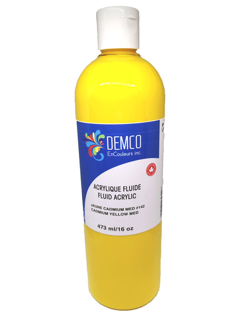 Demco 16Oz 473Ml Fluid Acrylic Cadmium Yellow Medium Hue ( Primary