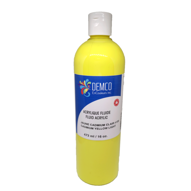 Demco 16OZ 473ML Fluid Acrylic Cadmium Yellow Light
