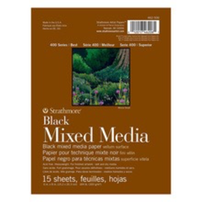 Strathmore Black Mixed Media Paper Pad - 15 Sheets, 300g / 184lb, 6x8"