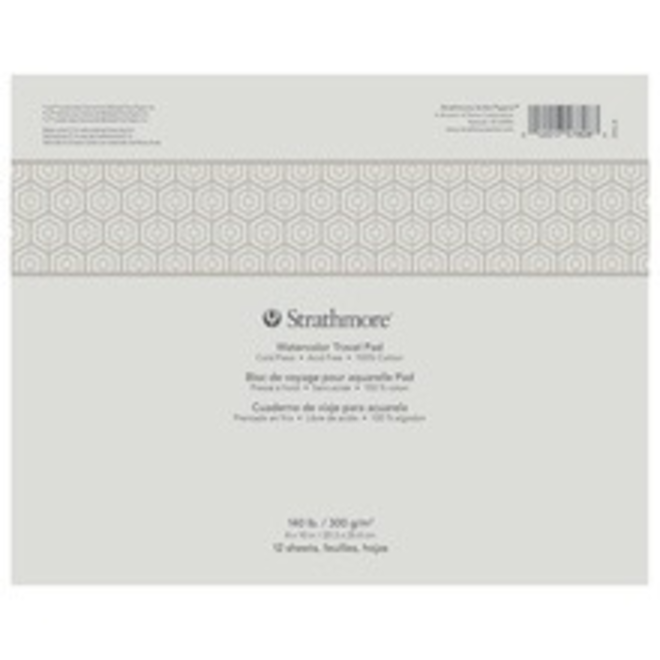 Strathmore 100% Cotton Travel Pad  8X10" Glue Bound 140lb 300gsm 12 sheets