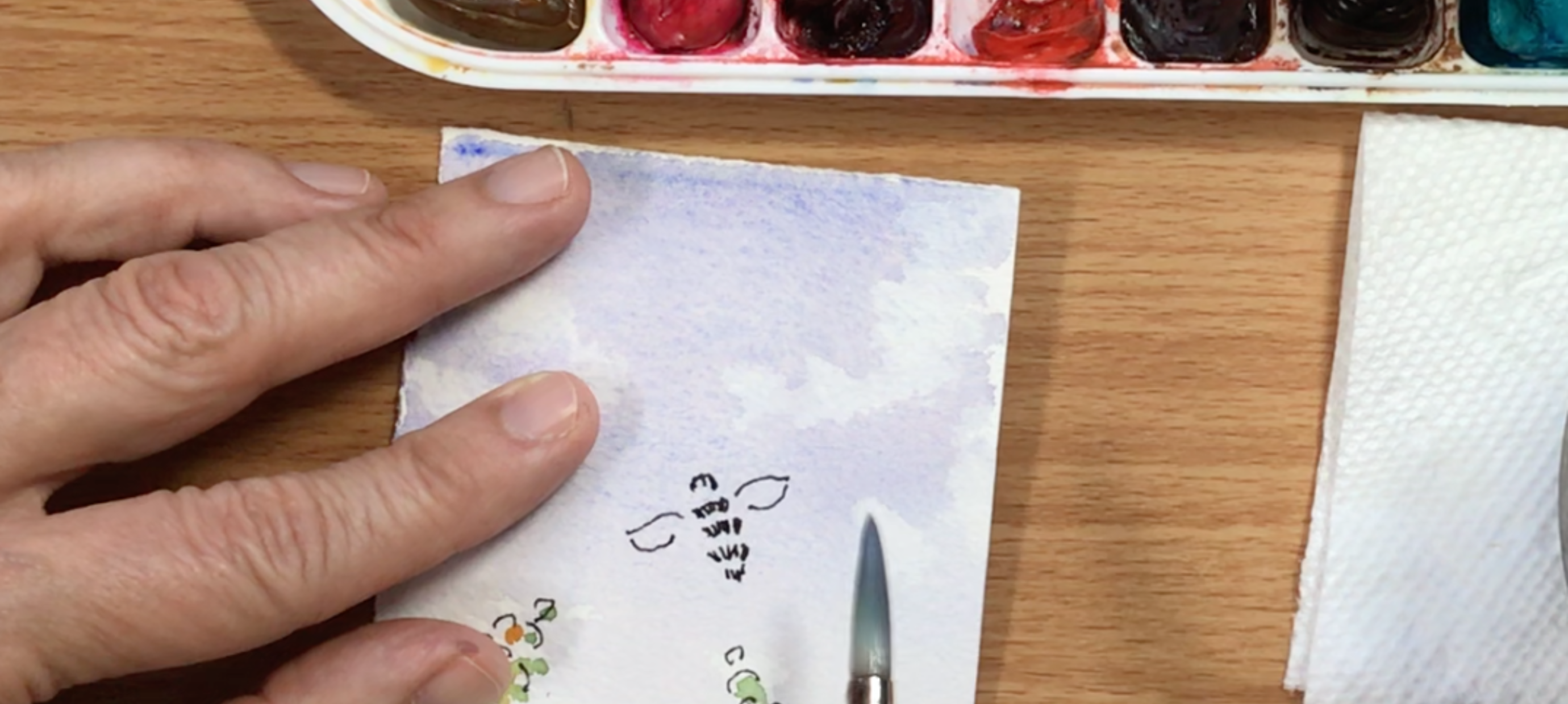 Add some ink to your  watercolour lupines !