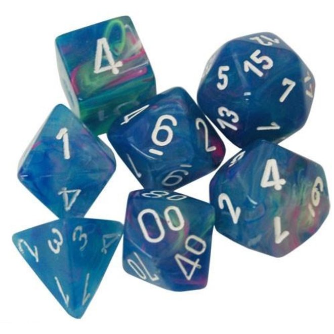 Chessex Dice Festive 7 Piece Polyhedral Waterlily/White