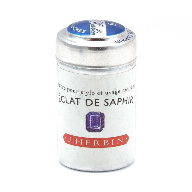 J. Herbin Fountain Pen Ink Cartridges - 6Pk Éclat De Saphir / Sapphire Sparkle