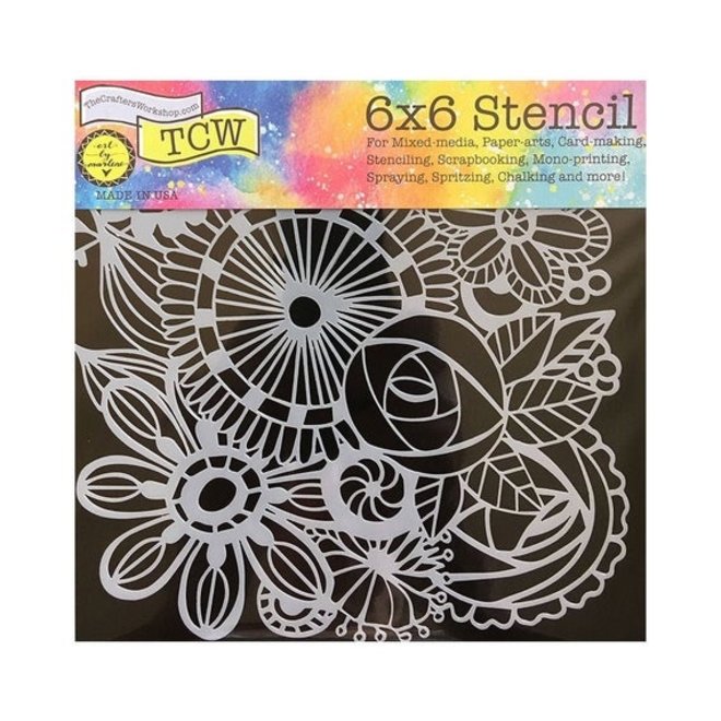 Tcw Stencil 6X6 Mini  Blooming Garden