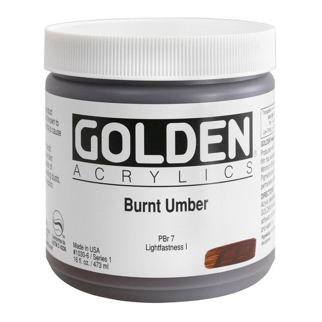 Golden 16oz Burnt Umber Heavy Body Series 1