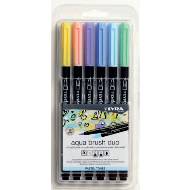 Lyra Aqua Brush Duo Marker - 6 Colour Pastel Set