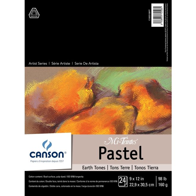 Canson Mi-Teintes Paper Pads 24 sheets 9X12" Assorted Earth Tone Colours