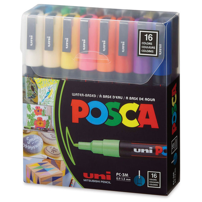 Set 16 marqueurs Posca pointe conique fine 1.3mm - couleurs