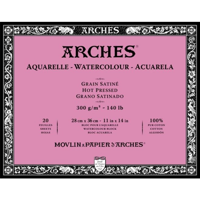 Arches Watercolor Block 11x14-inch Natural White 100% Cotton Paper - 20  Sheets of Arches Watercolor Paper Rough 140 lb - Arches Art Paper for