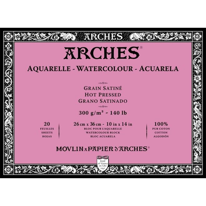 ARCHES® Watercolour Hot Pressed block 10" x 14"