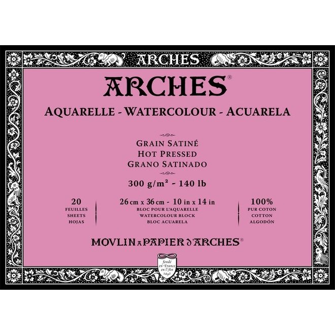 Archesâ® Watercolour Hot Pressed Block 10" X 14"