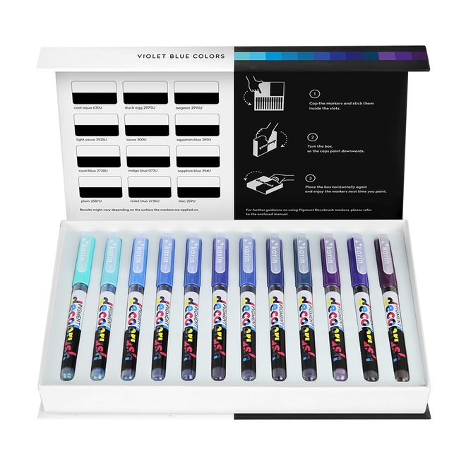 Karin Pigment Decobrush Violet-Blue Colors 12Pc Set