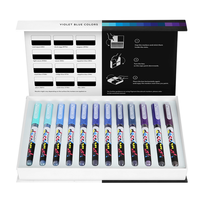 Karin Pigment DecoBrush Violet-Blue Colors 12pc Set