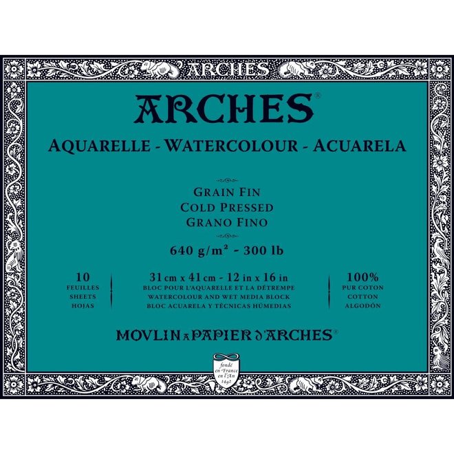 Arches Watercolour Block Cold Pressed 300LB 12X16 10SH