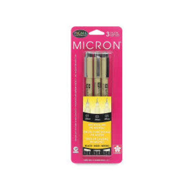 Pigma Micron 3 Pen Set Black 01, 03, & 05