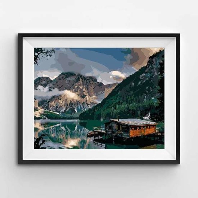 Adult Paint By Numbers Kits, A Norwegian Fjord Cabin - Advanced