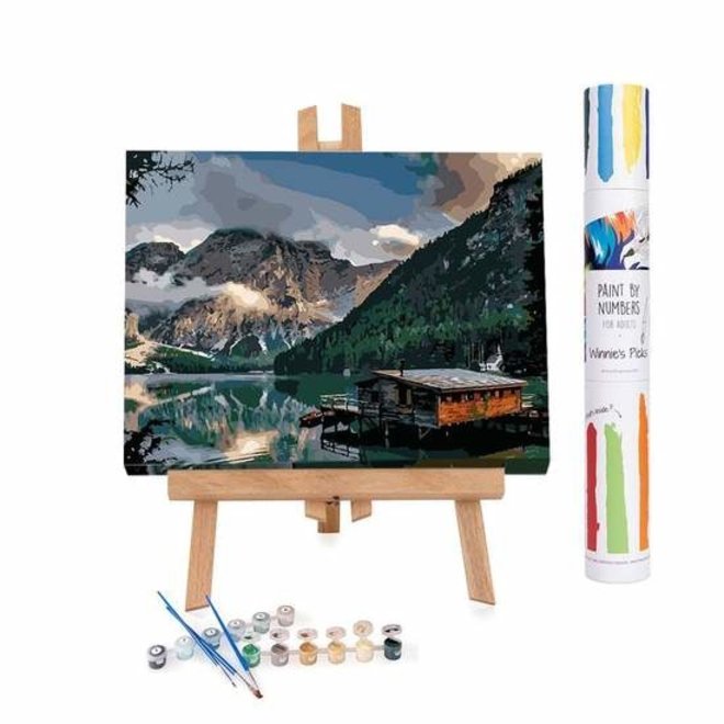 Adult Paint By Numbers Kits, A Norwegian Fjord Cabin - Advanced