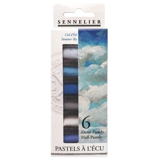 Sennelier 6 Half Soft Pastel Assorted Colours Summer Sky