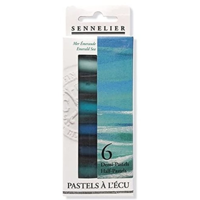 Sennelier 6 Half Soft Pastel Assorted Colours Emerald Sea