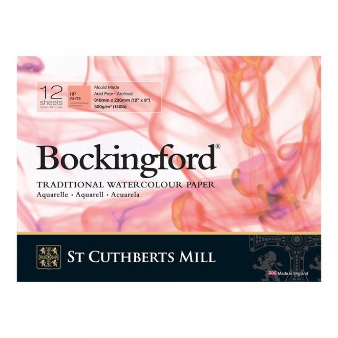 St Cuthberts Bockingford Hot Press Pad White 300G 9x12 12SH