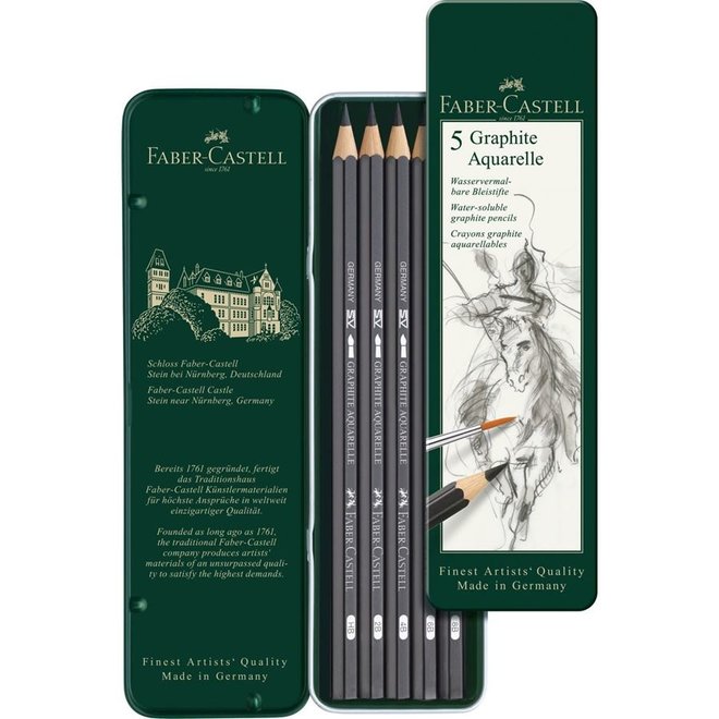 Water Soluble Graphite Pencil Graphite Aquarelle Tin Of 5