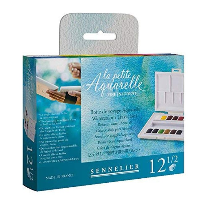 Sennelier La Petite Aquarelle Watercolour - 12 Half-Pan Travel Box & Brush