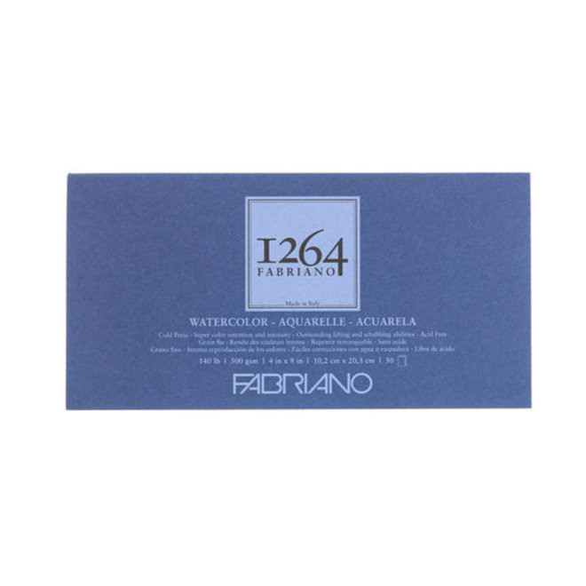 Fabriano 1264 Watercolor Pads, Glue-Bound, 4" x 8" - 140 lb. (300 gsm), 30 Shts./Pad