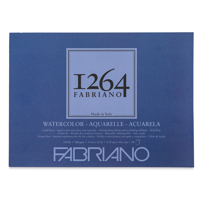 Fabriano 1264 Watercolor Pads, Glue-Bound, 11" x 15" - 140 lb. (300 gsm), 30 Shts./Pad