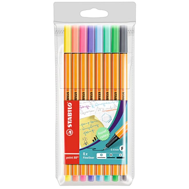 Point 88 Pen Sets, 8-Color Set - Pastel Colors