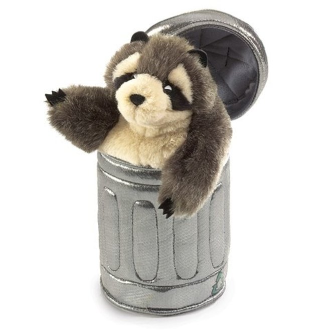 Folkmanis - Racoon In Garbage Can Puppet