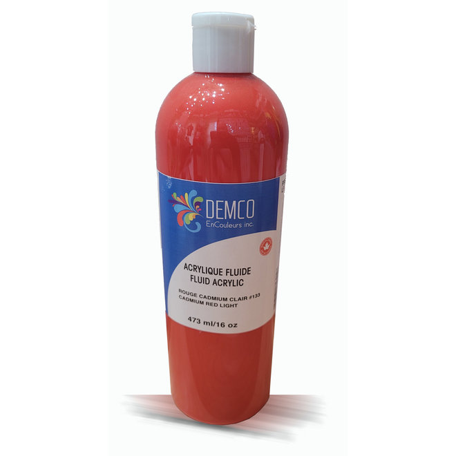 Demco 16OZ 473ML Fluid Acrylic Cadmium Red Light