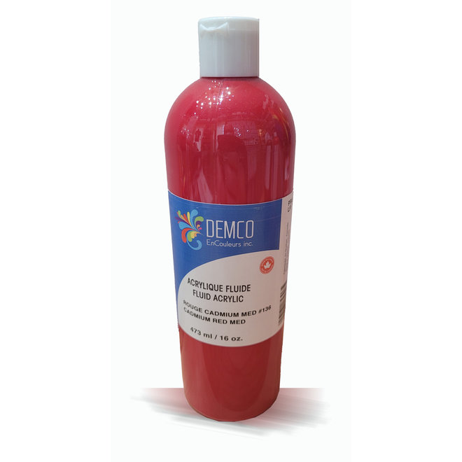 Demco 16OZ 473ML Fluid Acrylic Cadmium Red Medium Hue