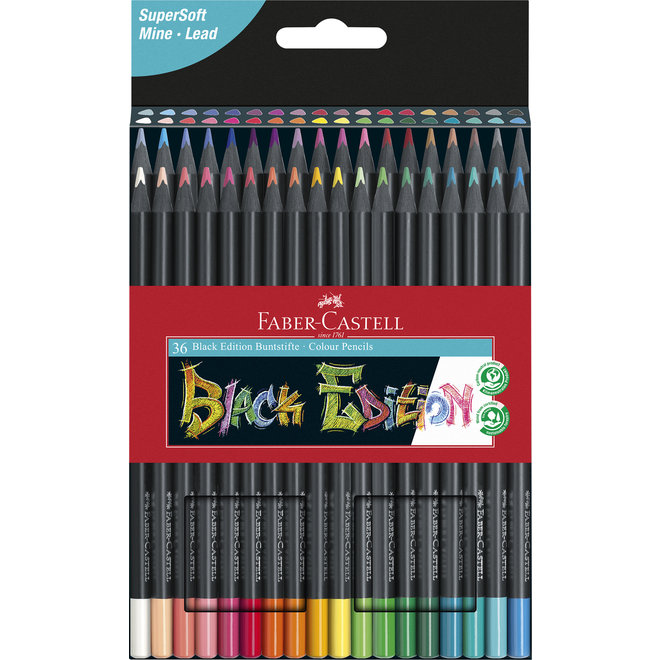 Faber Castell Black Edition Tin Of 36 Coloured Pencils