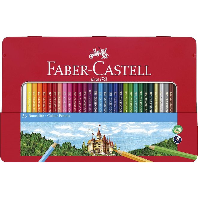 Faber-Castell Hexagonal Coloured Pencil Tin Box of 36 Colours