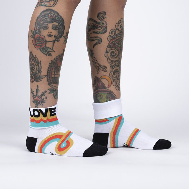Sock It To Me: Turn Cuff Crew Socks - Groovy Love