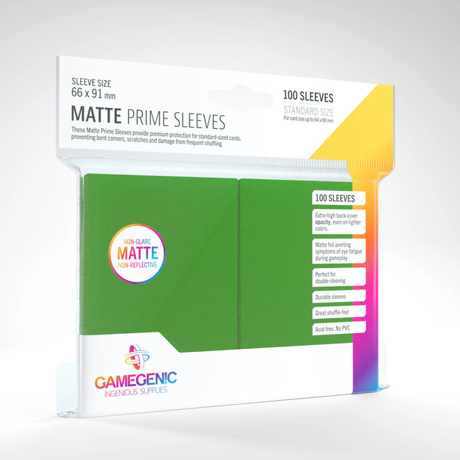 Gamegen!C: Sleeves: Matte Prime Sleeves - Standard Size, Card Size 64X89Mm (100 Sleeves) - Green