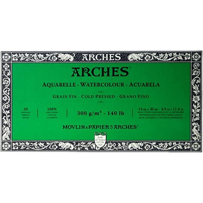 ARCHES® Watercolour Cold Pressed 5.9" x 11.8" - 140lb / 300gsm 20 Sheets