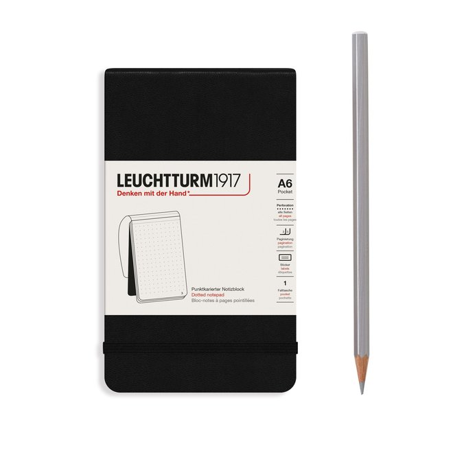 Leuchtturm1917 Reporter Pocket Notebook, Dotted, Black