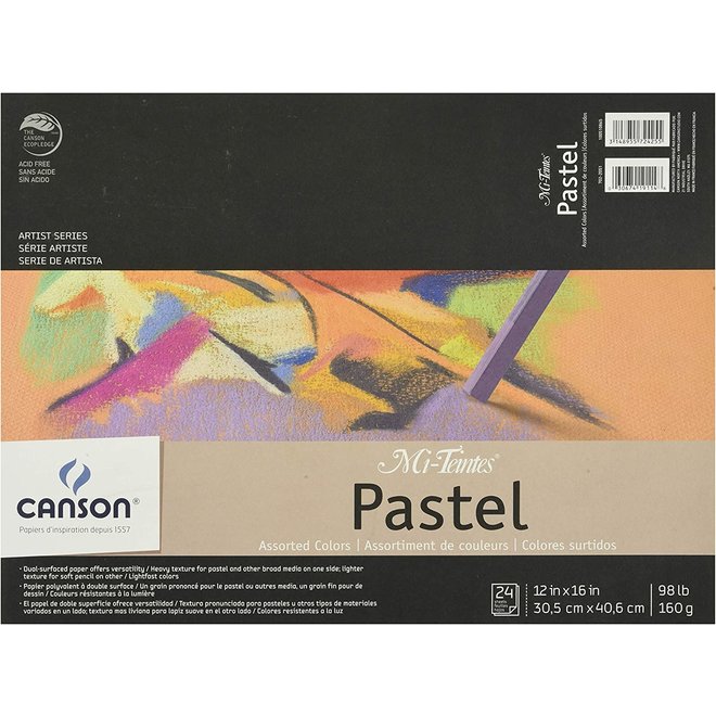 Canson Mi-Teintes Pastel Assort. Color Pad 12x16 98lb