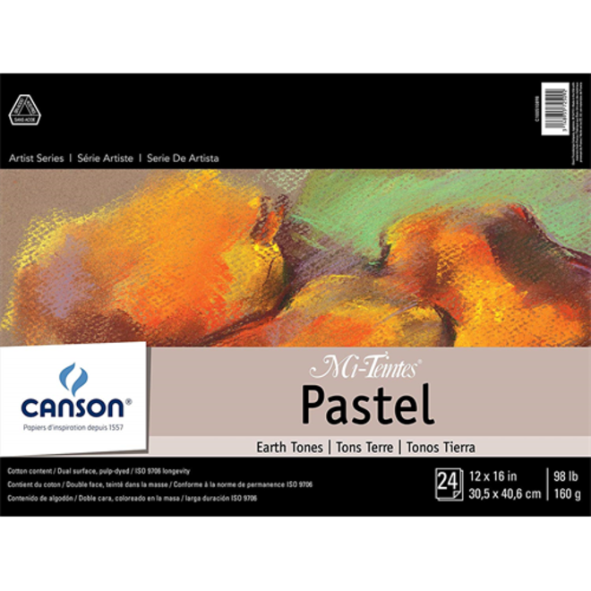 Canson Mi-Teintes Pastel Earth Tones Pad 12x16 98lb