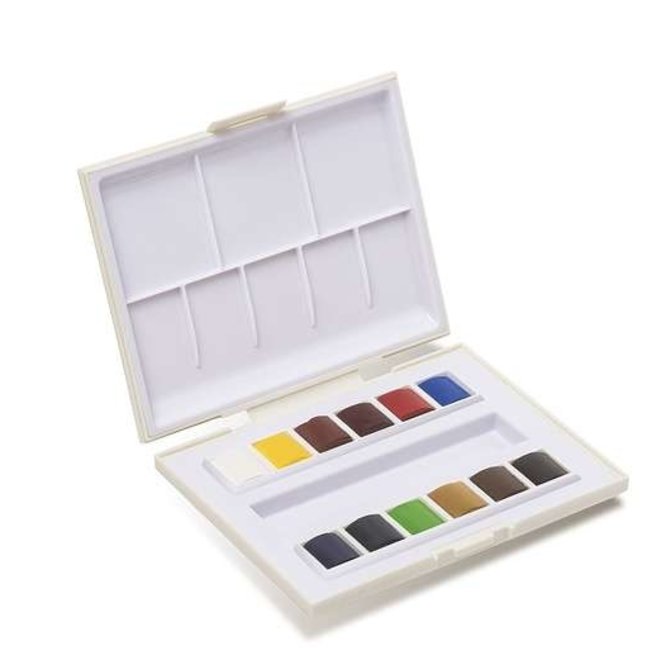 Sennelier La Petite Aquarelle Watercolour - 12 Half-Pan Travel Box & Brush