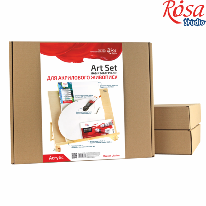 Rosa Sudio Complete Acrylic Set with Wooden Table Top Easel