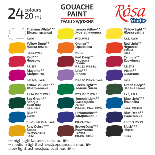 Rosa Studio Gouache Set 24 20ml Jars