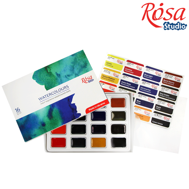 Rosa Studio Watercolours 16 Full Pans of Student Grade Colours