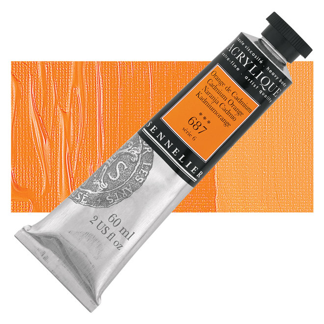 Sennelier Extra-Fine Artists' Acrylics - 60ml Series 6 - 687 Cadmium Orange