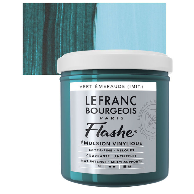 Lefranc & Bourgeois Flashe, Viridian Green Hue, Matte Artist's Color, 125ml