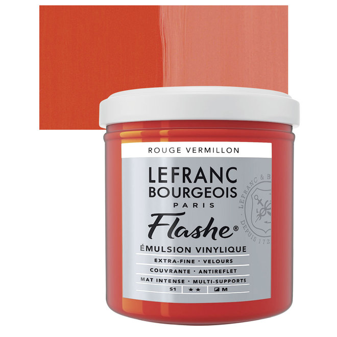 Lefranc & Bourgeois Flashe, Red Vermilion, Matte Artist's Color, 125ml Jars
