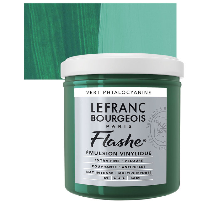 Lefranc & Bourgeois Flashe, Phthalo Green, Matte Artist's Color, 125ml Jars