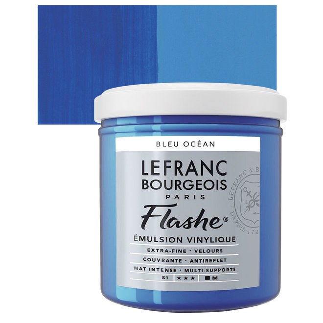 Lefranc & Bourgeois Flashe, Ocean Blue, Matte Artist's Color, 125ml Jars