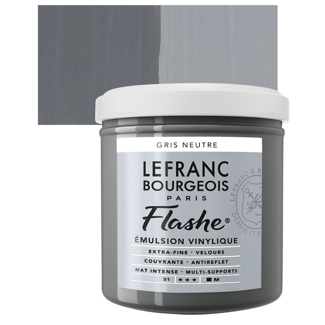 Lefranc & Bourgeois Flashe, Neutral Grey, Matte Artist's Color, 125ml Jars